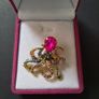 Rhinestone & Crystal Gold Tone Octopus Brooch Pin Badge Steampunk Style Jewelry Image 2