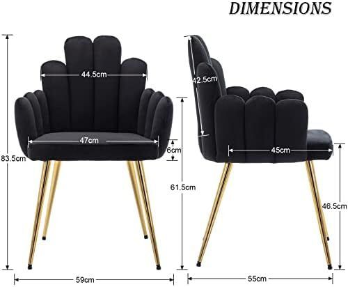 Set of 2 Velvet Dining Room Chairs Accent Chairs with Metal Legs Colours (Black Green Grey Blue white)
