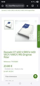 Domekt CF 400 V Heat recovery system filters