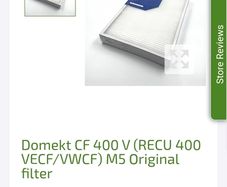 Domekt CF 400 V Heat recovery system filters