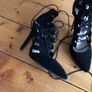 Black suede high heels lace up Image 2