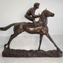 Jockey On Racehorse Bronze Statue Image 3