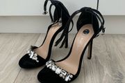 River Island Black Suede Crystal Heels