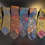 MENS VINTAGE TIES x6 Paisley Geometric Patterned Polyester Retro Tie Bundle Image 4