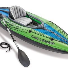NEW SALE | Challenger Kayak, Man Inflatable Canoe with Aluminum Oars and Hand Pump