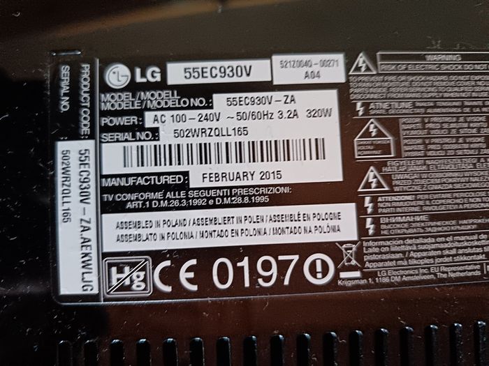 Lvds Tcon Board For Lg 55ec930v 55" Oled Tv 6870c-0555a Lc550lud-lgp1
