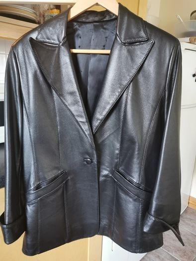 Black real leather Jacket UK 14