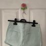 Mint blue denim shorts Image 3