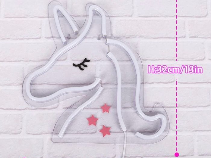 Unicorn Neon Light - 3D Novelty Acrylic Unicorn Light for Wall Decor, USB Powered LED Unicorn Signs with Switch, Unicorn Neon Signs for Bedroom, Kids Room, Party, Christmas, Girls Gift