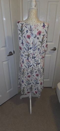 Kelly & Grace Floral Shift Dress UK 18 Boho Midi Summer Occasion White
