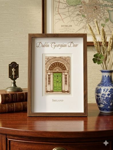 Dublin Georgian Door Laser Engraved Walnut Picture Frame with Gift box