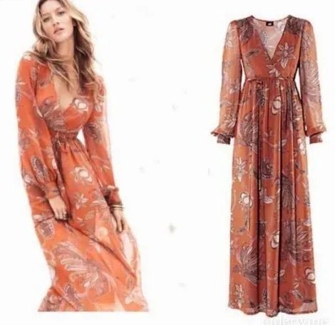 Giselle chiffon boho 70s maxi dress size 10