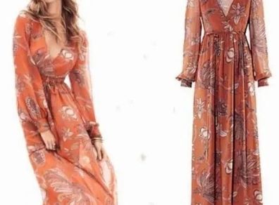 Giselle chiffon boho 70s maxi dress size 10