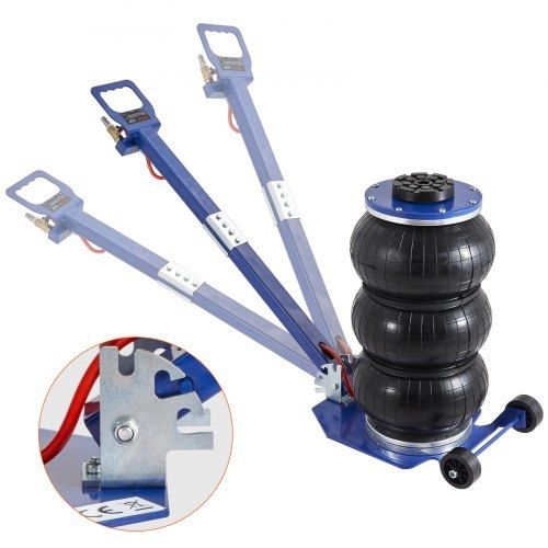 Air Jack, 3 Ton/3000 kg Triple Bag Air Jack, Airbag Jack with Six Steel Pipes, Lift up to 44.9cm, 3-5 s Fast Lifting Pneumatic Jack, with Adjustable Long Handles for Cars, Garages, Repair (Blue