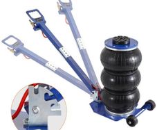 Air Jack, 3 Ton/3000 kg Triple Bag Air Jack, Airbag Jack with Six Steel Pipes, Lift up to 44.9cm, 3-5 s Fast Lifting Pneumatic Jack, with Adjustable Long Handles for Cars, Garages, Repair (Blue