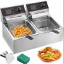 Commercial Deep Fryer 12L Electric Fryer 5000W Twin Basket YB-82 Dual Tank Electric Deep Fryer Countertop Stainless Steel French Fry for Commercial Uses 1 x 12 Ltr 5000 Image 6
