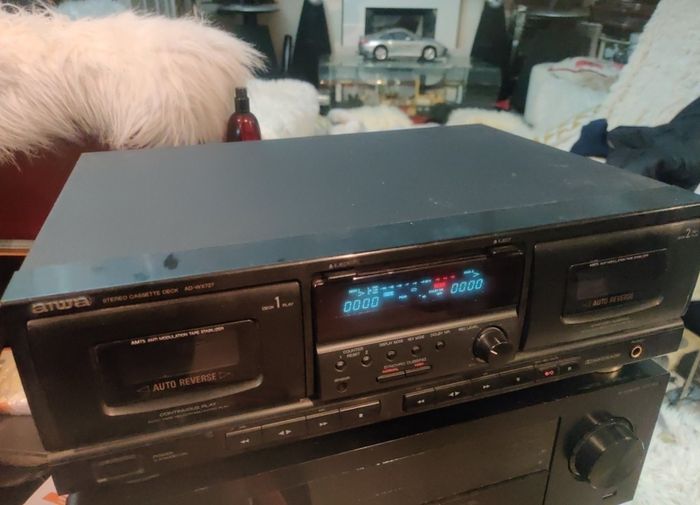 aiwa double cassette tape player for repair or parts.
