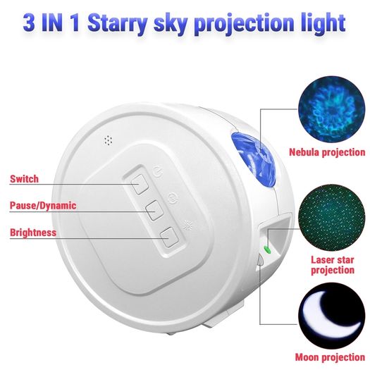 Bluetooth speaker with LED Projection Lamp Galaxy Star Projector Night Light Lamp Ocean Starry Nebula/ Laser Star/ Moon Projection, USB Charging, for Wedding, Party, Kids Room, Birthday