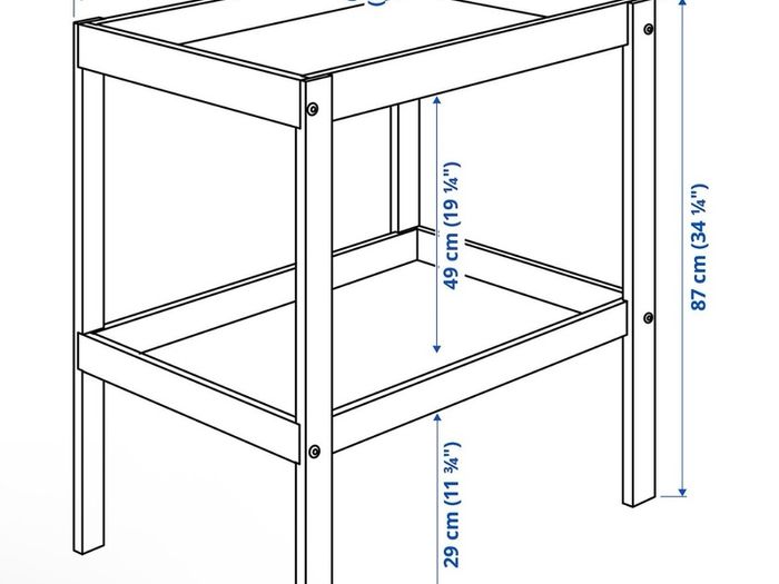 baby cot, mattress and changing table IKEA