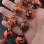 Antique Venetian Style Orange Millefiori & Chevron Glass Beads Necklace Image 2