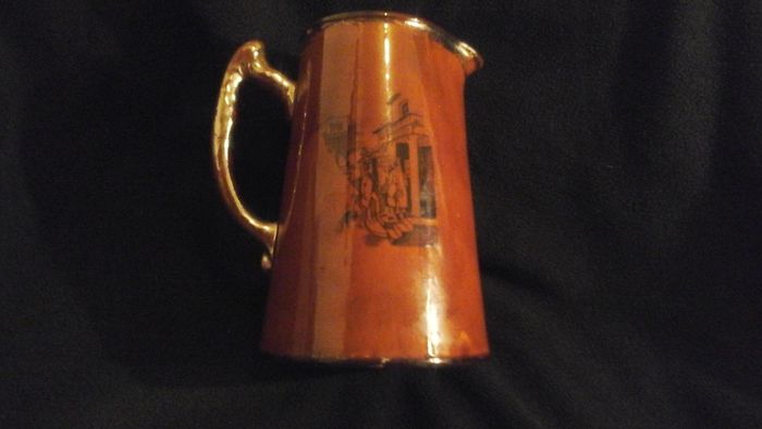 Vintage pitcher Charles Dickens,Mr Pickwick arrives at muggleton scene