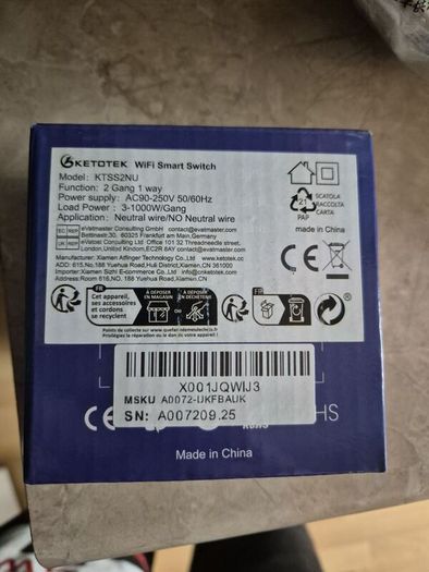 2 gang 1 way wifi light switch
