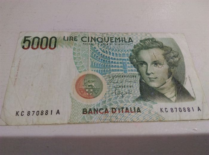 Italian 5000 Lire Banknote