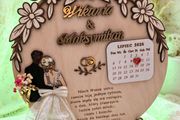 Personalised Wooden Wedding Calendar Plaque LED Light Keepsake Gift