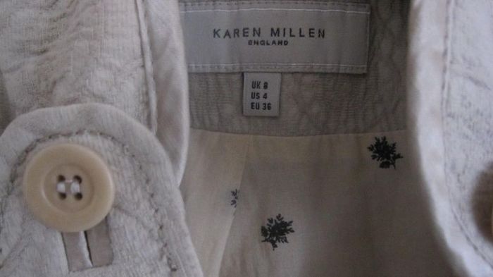 Stunning Karen Millen Military Style Coat Beige Grey Size UK 8