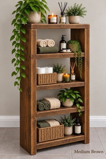 Handmade Rustic Bathroom Tall Shelving Unit