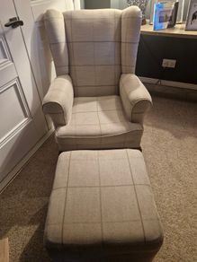 Queen Anne armchair & footstool