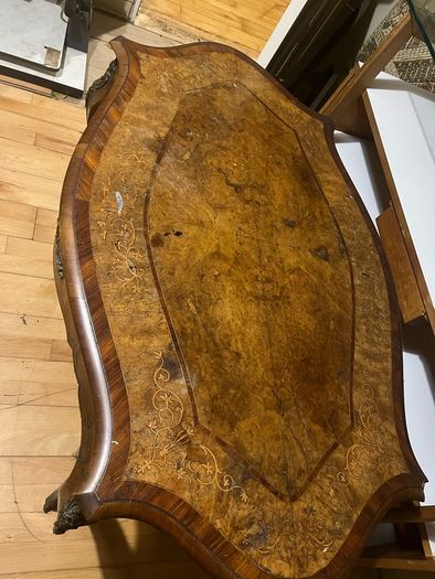 antique walnut and rosewood inlay table