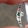 Emerald and CZ Sterling Silver Claddagh Ring Image 9