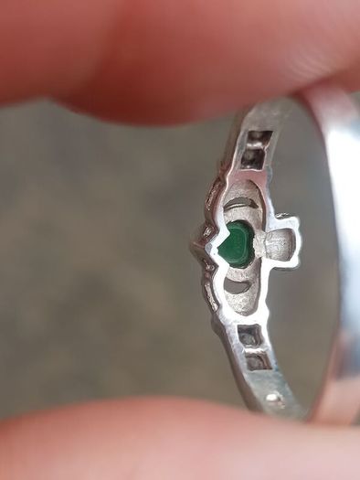 Emerald and CZ Sterling Silver Claddagh Ring