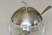 Silver and glass apple jar