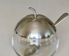 Silver and glass apple jar