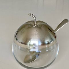 Silver and glass apple jar