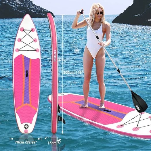 10FT 3M Inflatable Stand Up Paddle Board SUP Board 6 inch Thick Surfboard Lightweight NonSlip EVA Deck SUP Package Complete Kit for All Skill Beginners Adults Fishing Yoga Surfing (FREE POSTAGE)