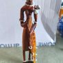 Vintage African wooden figurine of a Maasai warrior in traditional costume Image 3