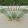 Vintage green uranium glass platter set in a brass frame Image 5