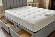 New Stylish single ,Double 4ft, 4ft6, King 5ft And 6ft Superking Sizes Divan Beds Instock. Drawers And Optional Tufted Mattresses Available. Free Delivery
