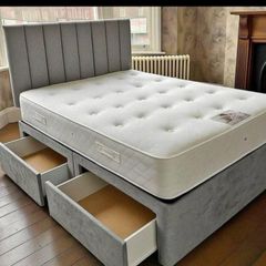 New Stylish single ,Double 4ft, 4ft6, King 5ft And 6ft Superking Sizes Divan Beds Instock. Drawers And Optional Tufted Mattresses Available. Free Delivery
