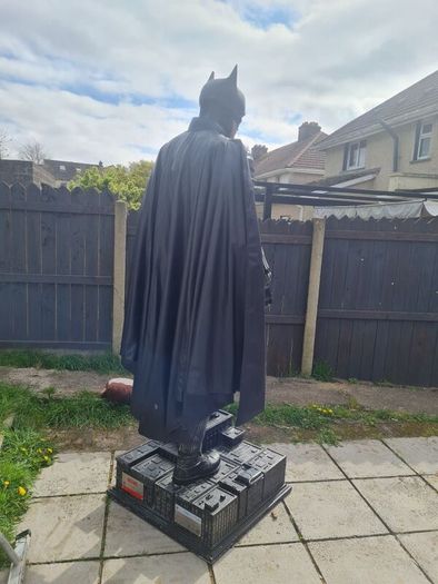 Life size statue of Robert Pattinson as Batman as seen in the 2022 hit movie