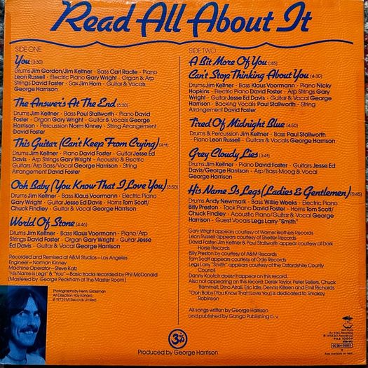 George Harrison Original 1975 extra texture Read all about it vinyl record   In fabulous condition for a 50+ year old record