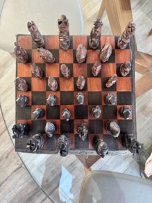 Hand-carved Makonde Tribal Chess Set