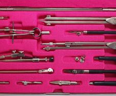 High quality metal precision drawing instruments set.