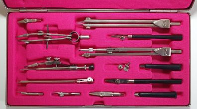 High quality metal precision drawing instruments set.
