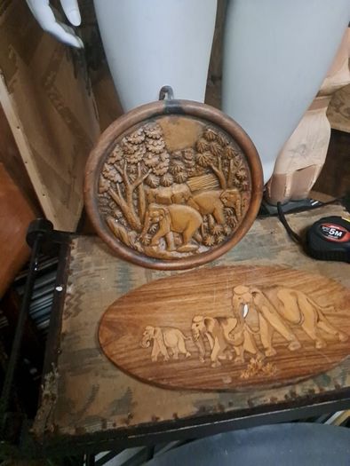 Vintage Wooden Elephant Plaques