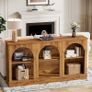 Natural Wood Console Table with Storage 160cm Long Arched Entrance Table | 3 Tier Wooden Image 5