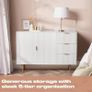 Cream Sideboard Storage Cabinet, Decorative Ribbed Wooden Buffet Storage Cabinet with 2 Doors and 3 Drawers Living Room Hallway Kitchen Sideboard, 120 x 40 x 77cm Image 5